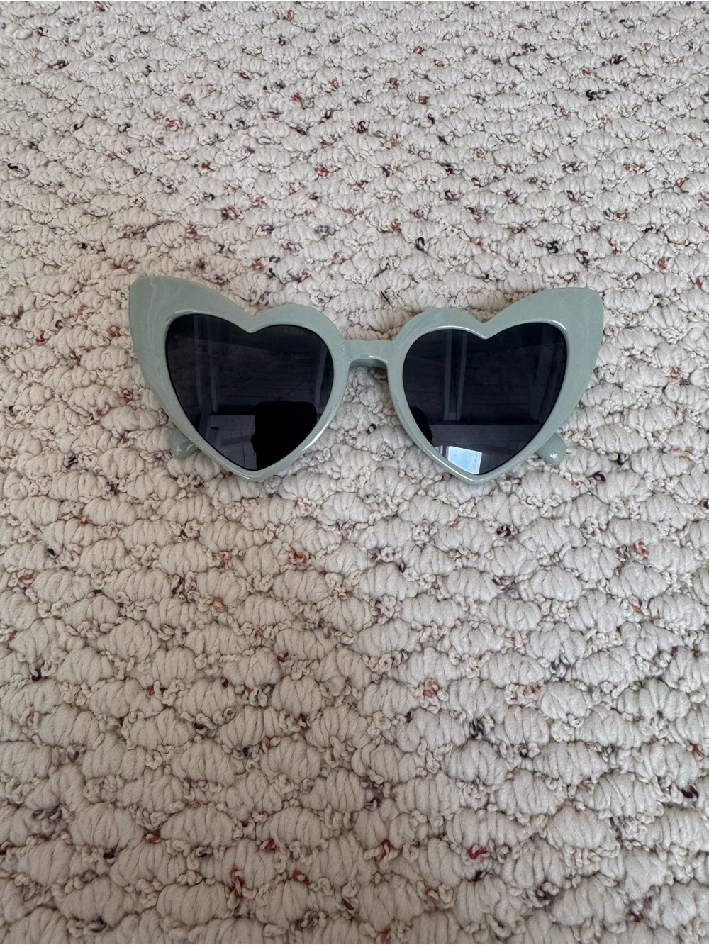 Heart-Shaped Sunglasses in Light Sage Green 0135